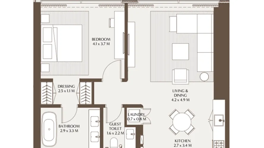 Apartamento de 1 dormitorio en DIFC, UAE No. 180 № 2