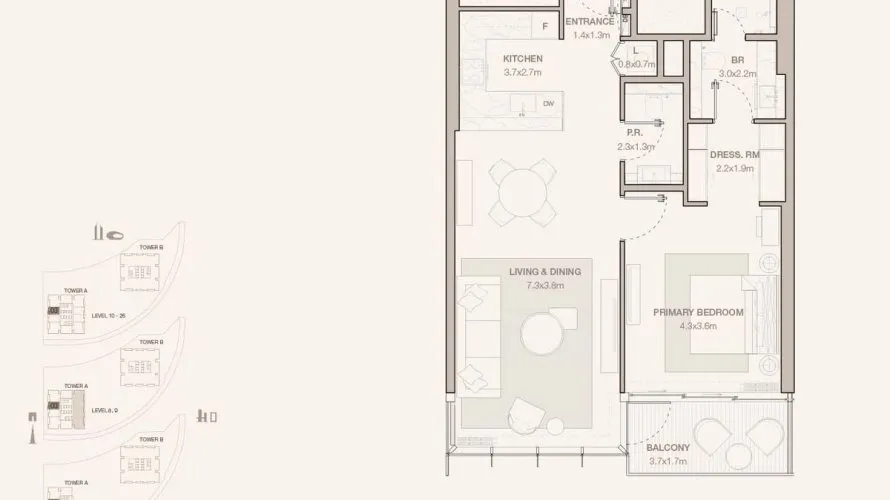 Квартира с 1 спальней в  DIFC, Дубай, ОАЭ №192 № 14