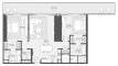Планировка Квартиры «2BR» с 2 спальнями в ЖК Akala